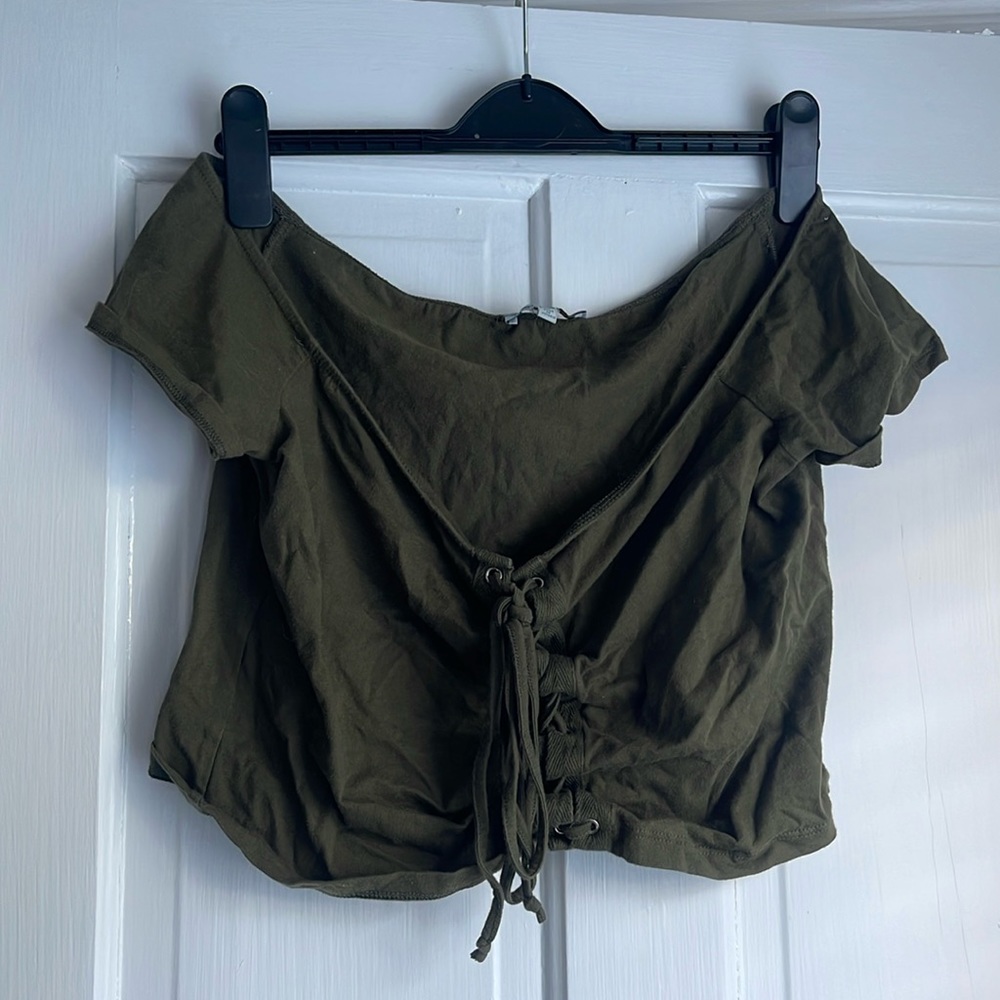 Olive Green Charlotte Russe Crop Top